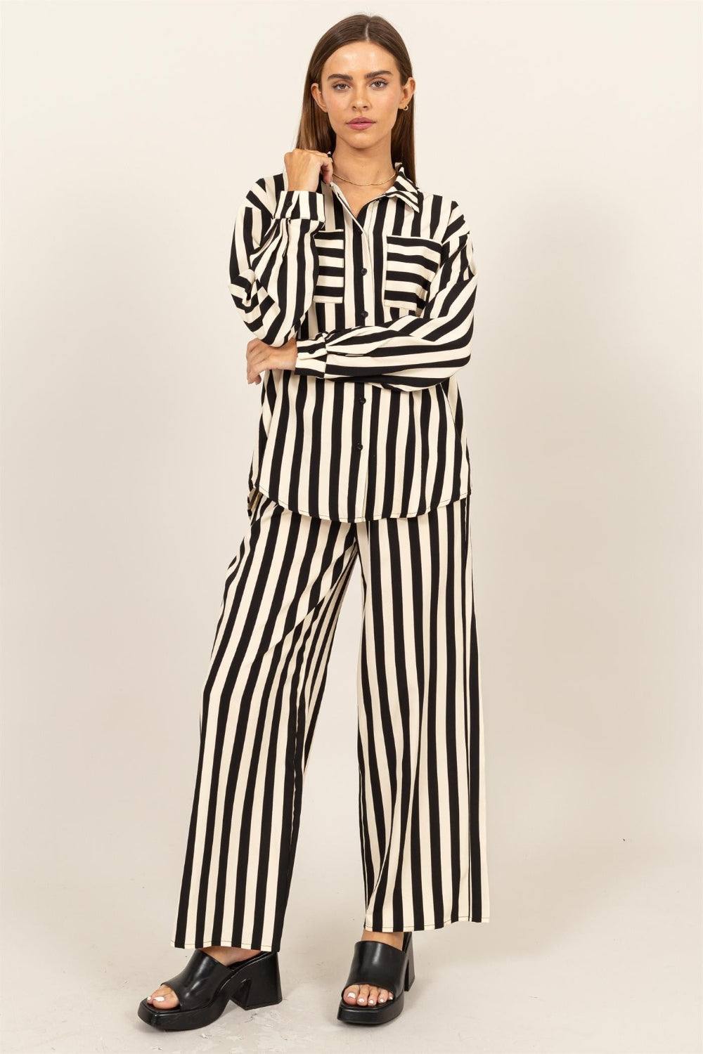 HYFVE Striped Button Up Shirt and Pants Set - Charming Charlie
