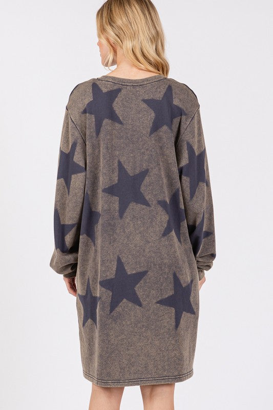 SAGE + FIG Washed Star Print Round Neck Dress - Charming Charlie