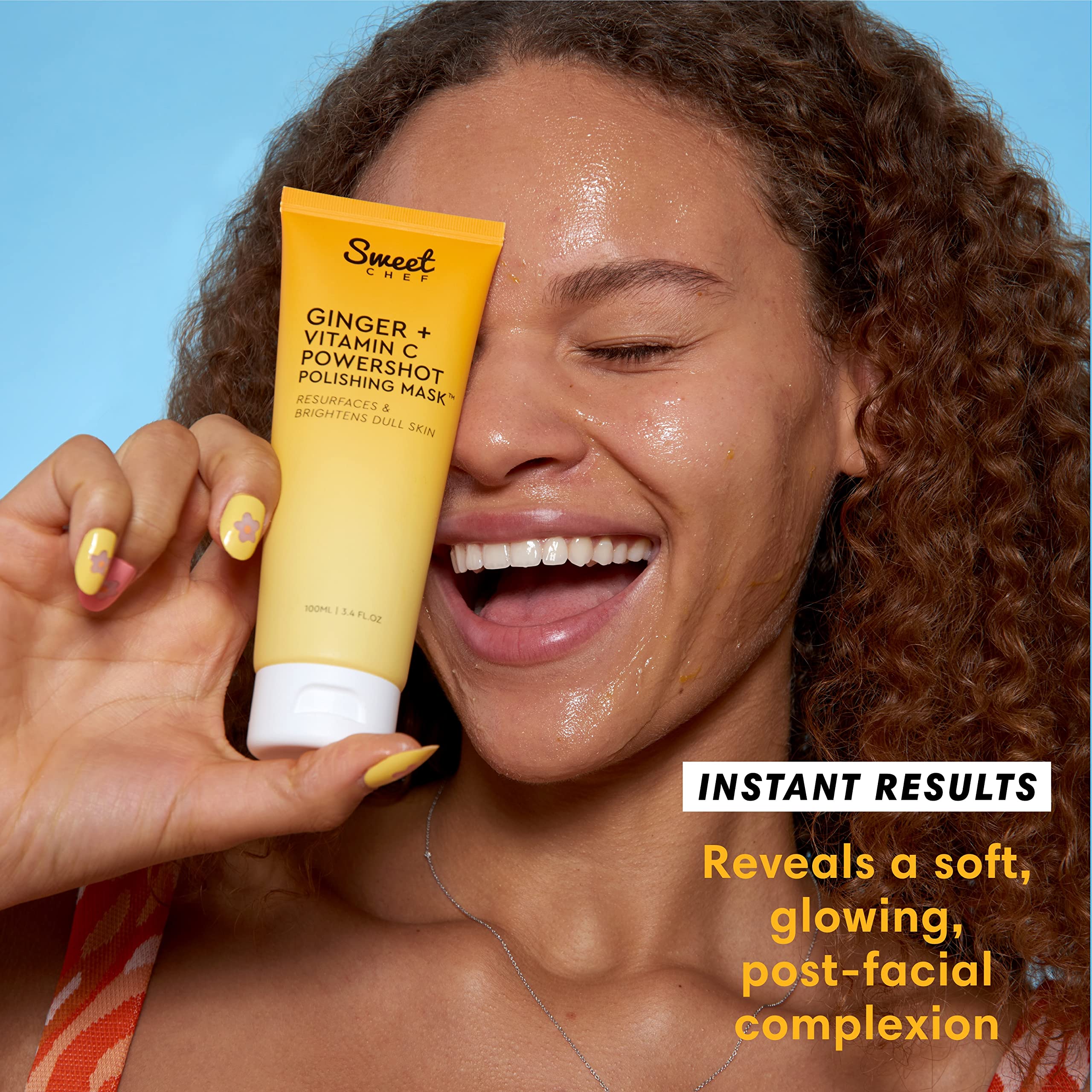 Sweet Chef Ginger + Vitamin C Powershot Polishing Mask - Brightening Face Mask for Dark Spots & Uneven Skin Tone + Maca, Rice Powders & AHA Face Exfoliant & Resurfacing Formula (3.4oz) - Charming Charlie