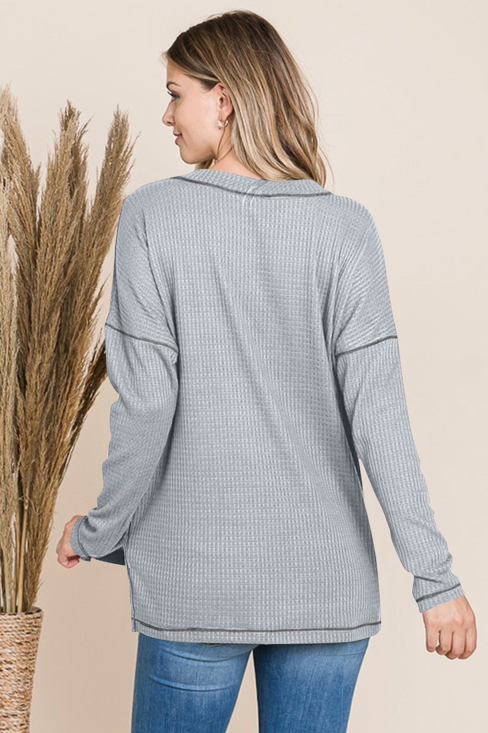 Reborn J V Neck Long Sleeve Top - Charming Charlie