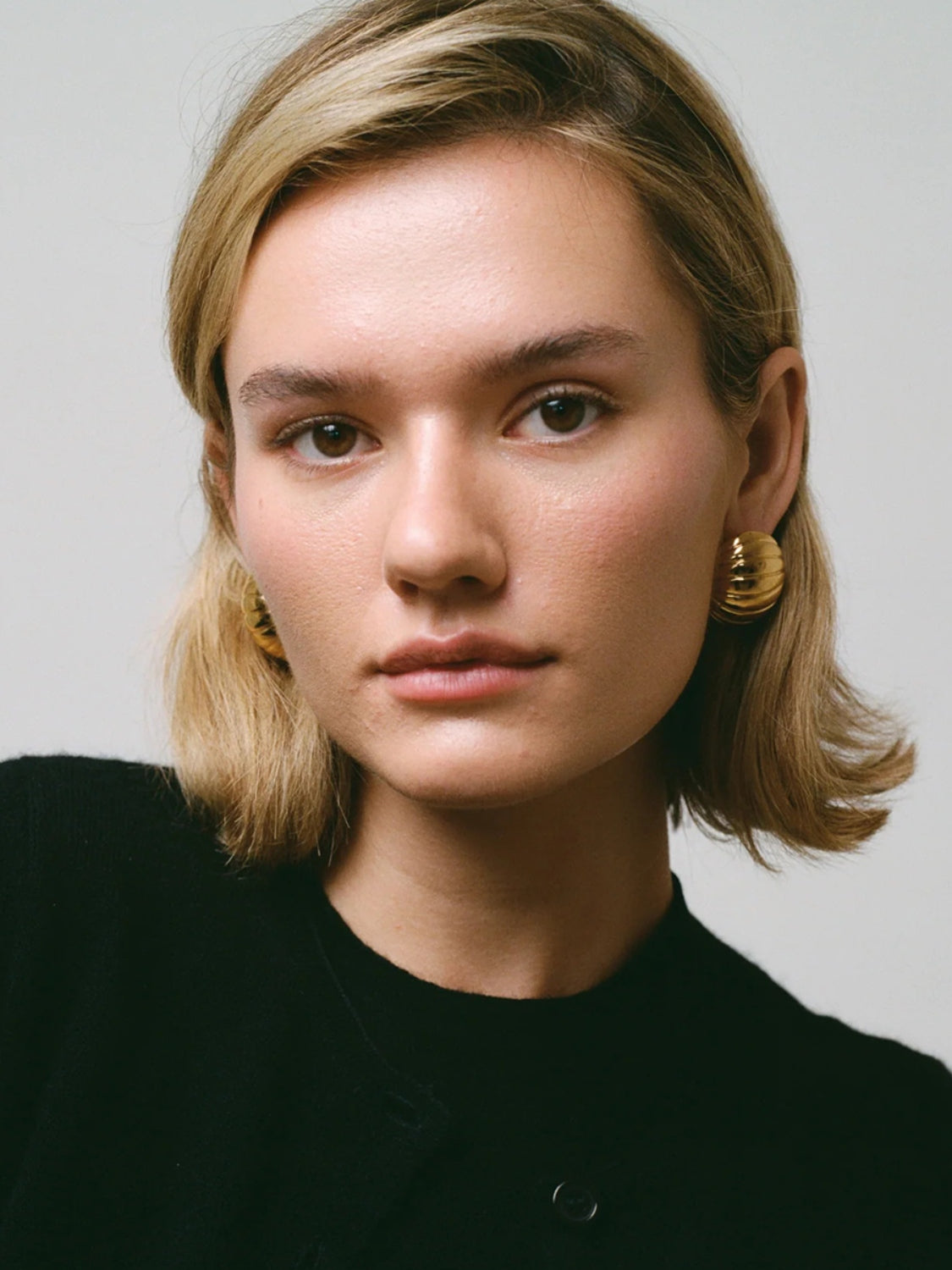 18K Gold-Plated Stainless Steel Ribbed Earrings - Charming Charlie