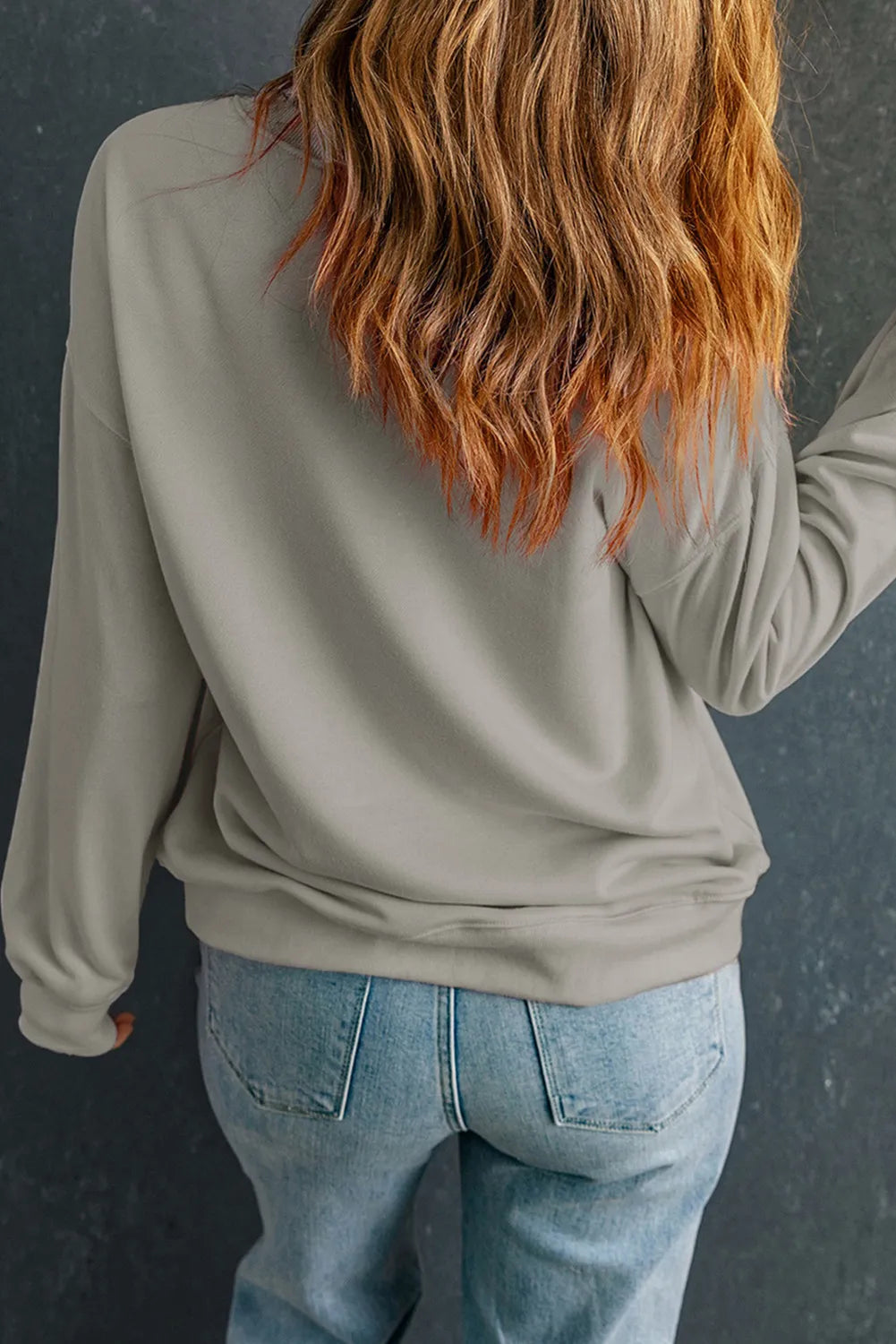 Letter Graphic Round Neck Long Sleeve Sweatshirt - Charming Charlie