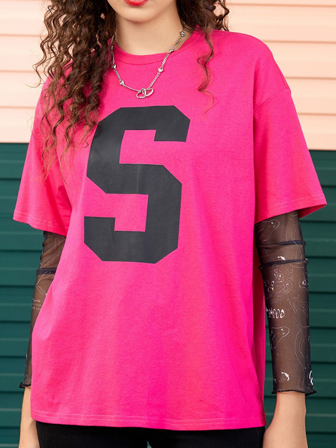 Letter Graphic Round Neck Half Sleeve T-Shirt - Charming Charlie