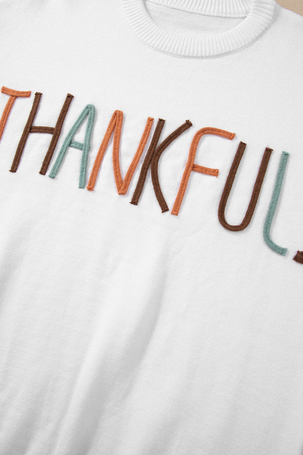 THANKFUL Round Neck Drop Shoulder Sweater - Charming Charlie