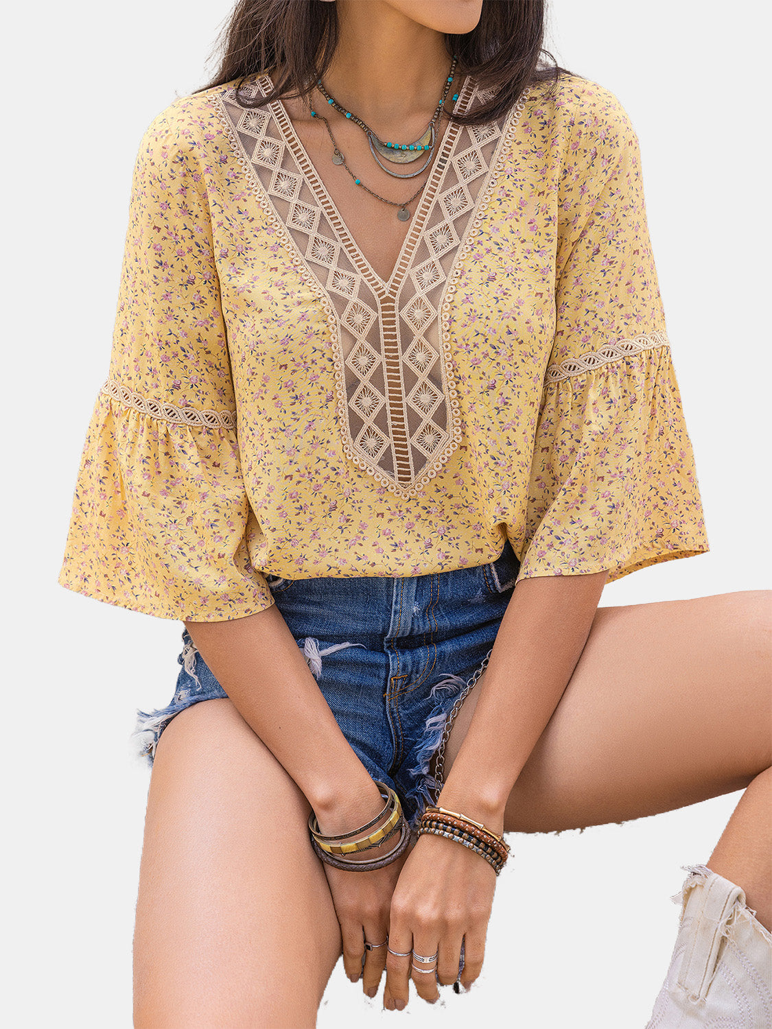 Ditsy Floral V-Neck Blouse - Charming Charlie