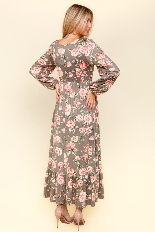 Haptics Twisted Detail Ruffled Hem Floral Dress with Side Pockets - Charming Charlie