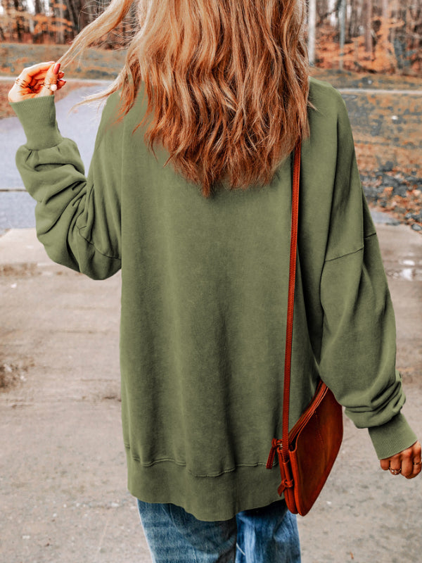 MERRY Side Slit Long Sleeve Sweatshirt - Charming Charlie