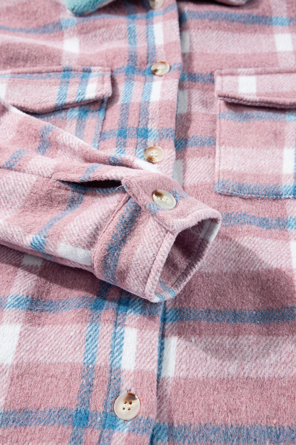 Plaid Collared Neck Flap Pockets Shacket - Charming Charlie