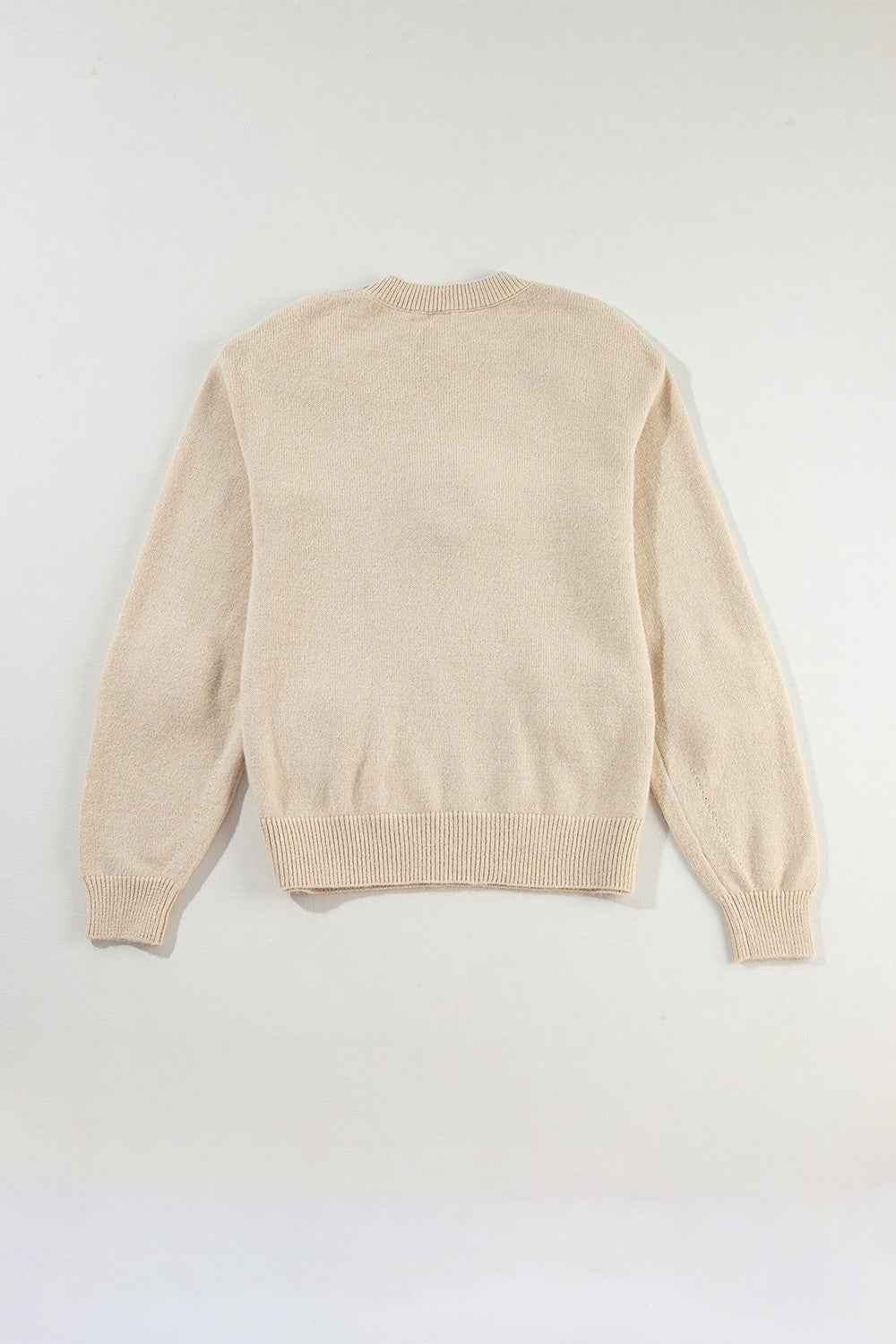 Crochet Flower Round Neck Long Sleeve Sweater - Charming Charlie