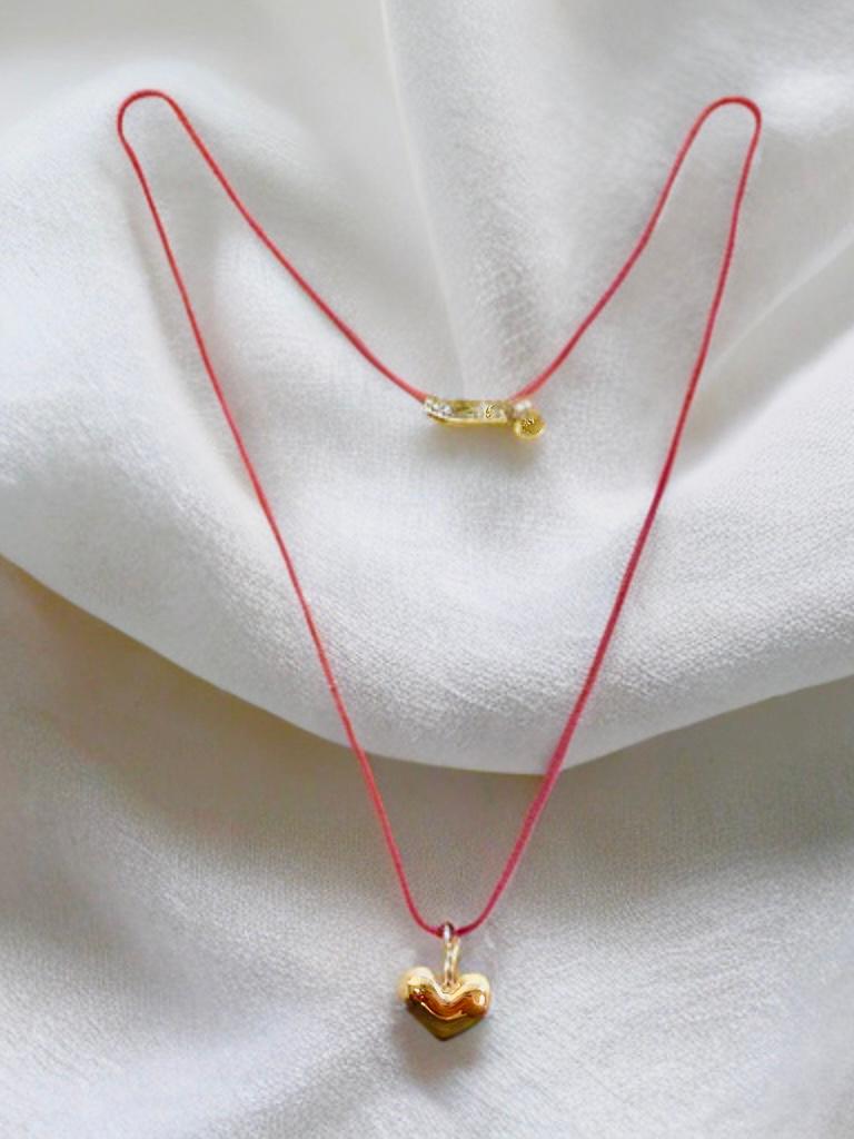 French Connection- Burgundy Gold Heart Pendant Necklace - Charming Charlie