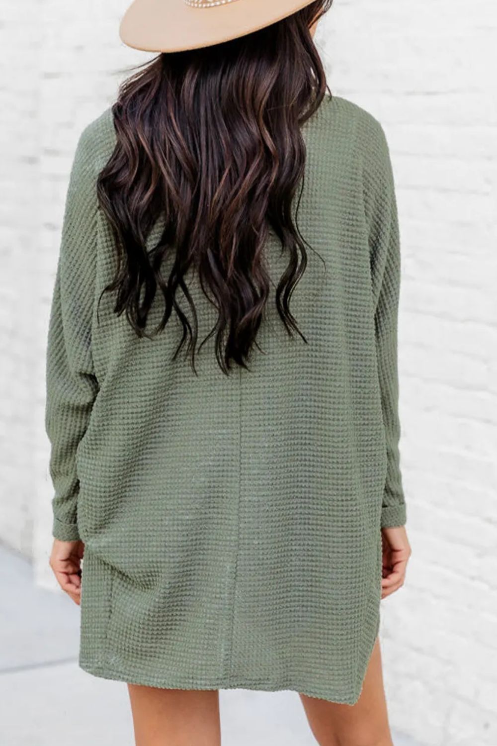 Waffle-Knit Open Front Long Sleeve Cover Up - Charming Charlie