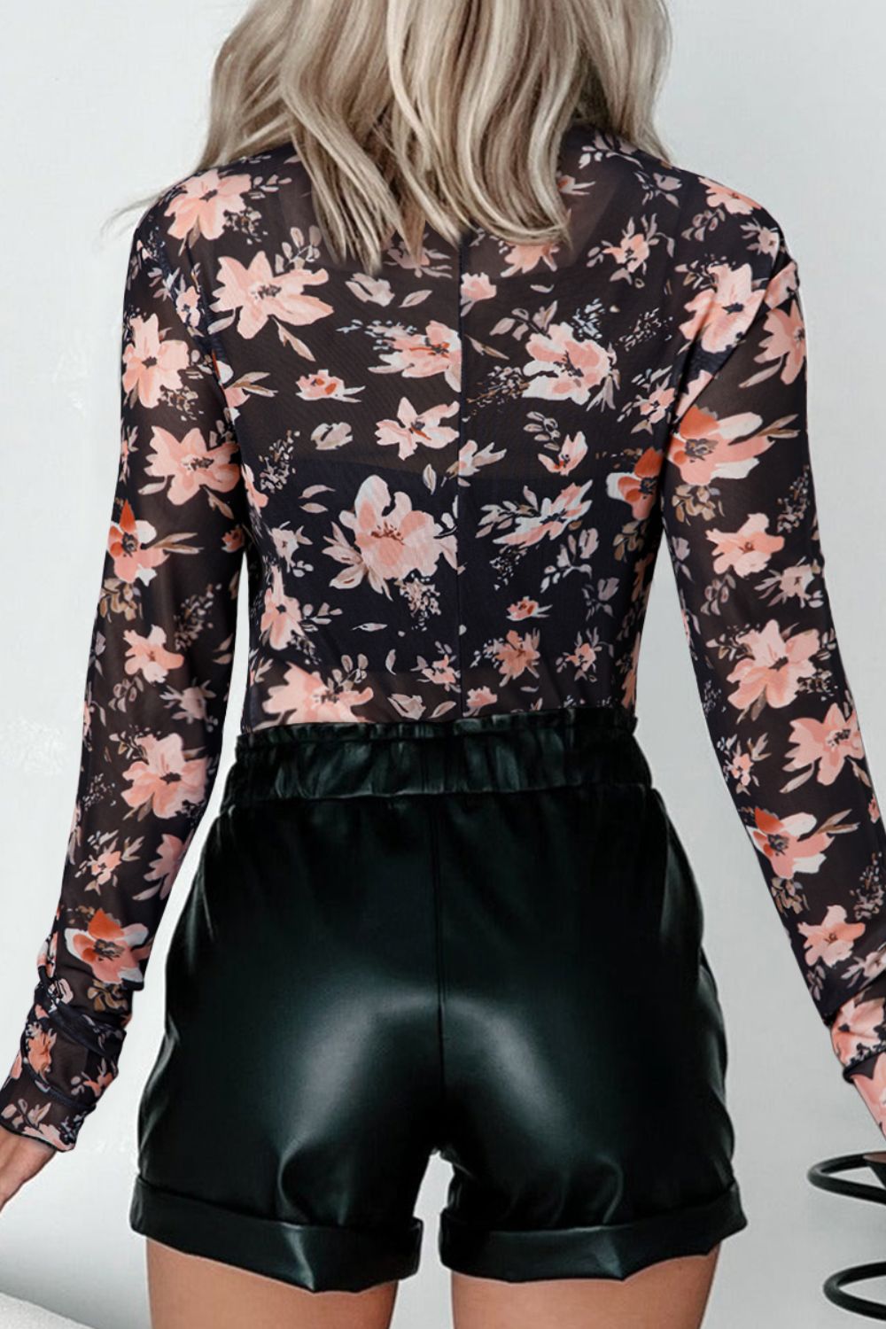 Floral Mock Neck Long Sleeve Blouse - Charming Charlie