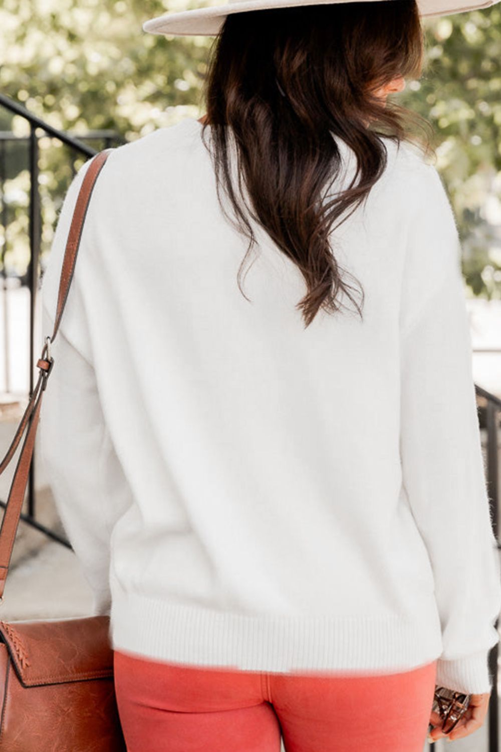 THANKFUL Round Neck Drop Shoulder Sweater - Charming Charlie