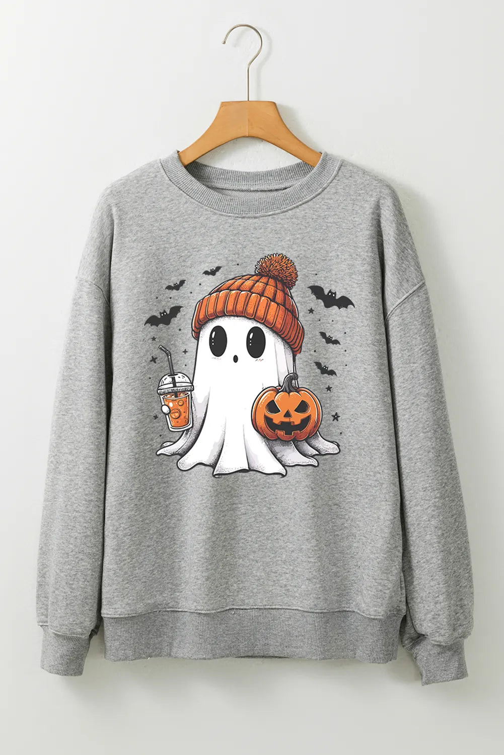 Ghost Round Neck Long Sleeve Sweatshirt - Charming Charlie