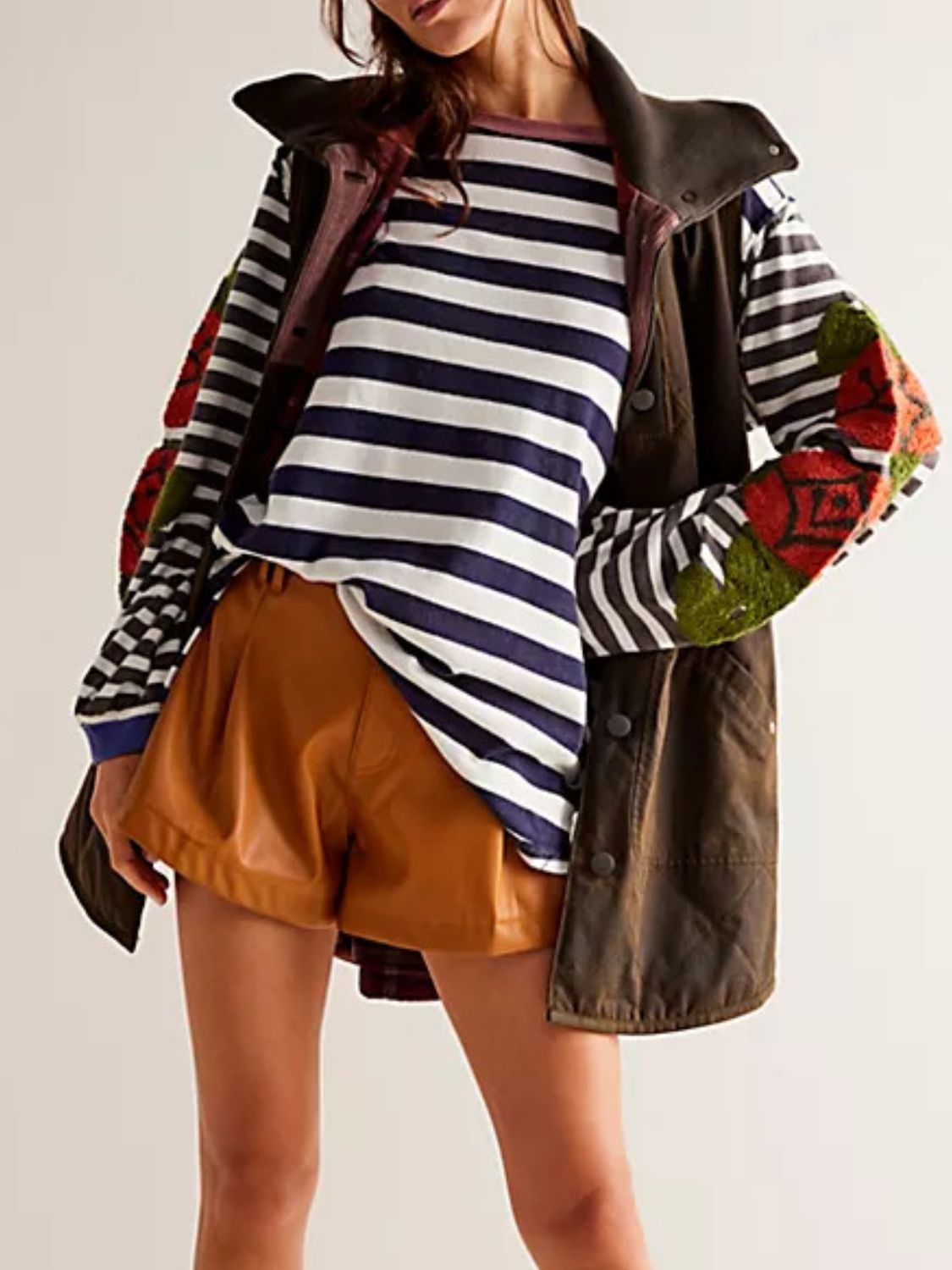 Striped Round Neck Long Sleeve Sweatshirt - Charming Charlie