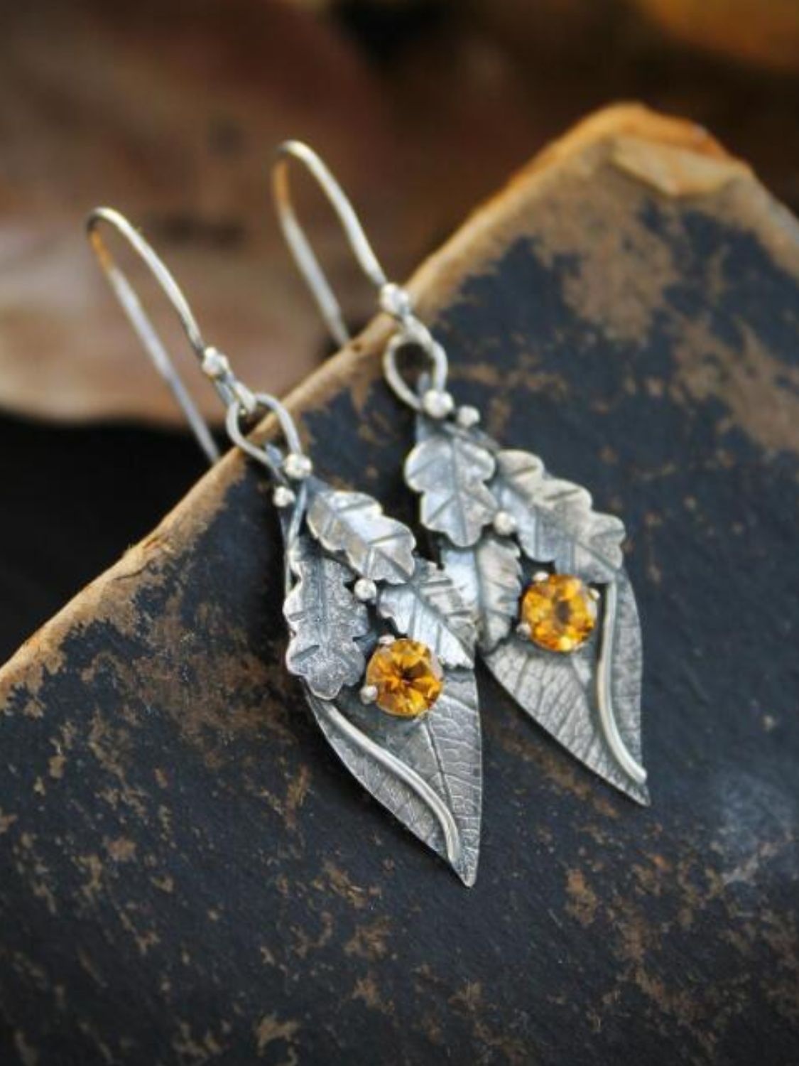 Alloy Rhinestone Leaf Shape Earrings - Charming Charlie
