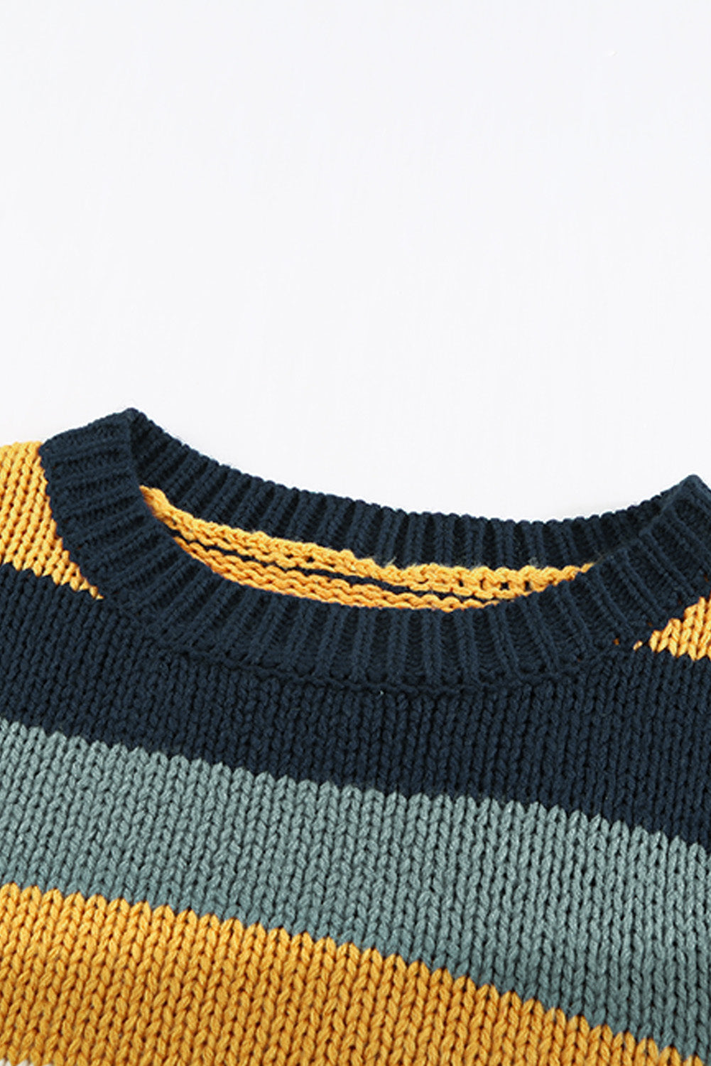 Color Block Round Neck Dropped Shoulder Sweater - Charming Charlie