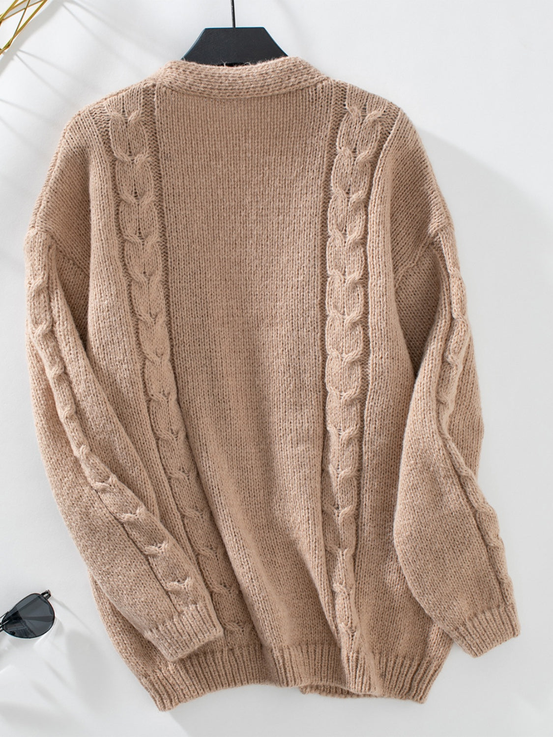 Cable-Knit Open Front Long Sleeve Cardigan - Charming Charlie