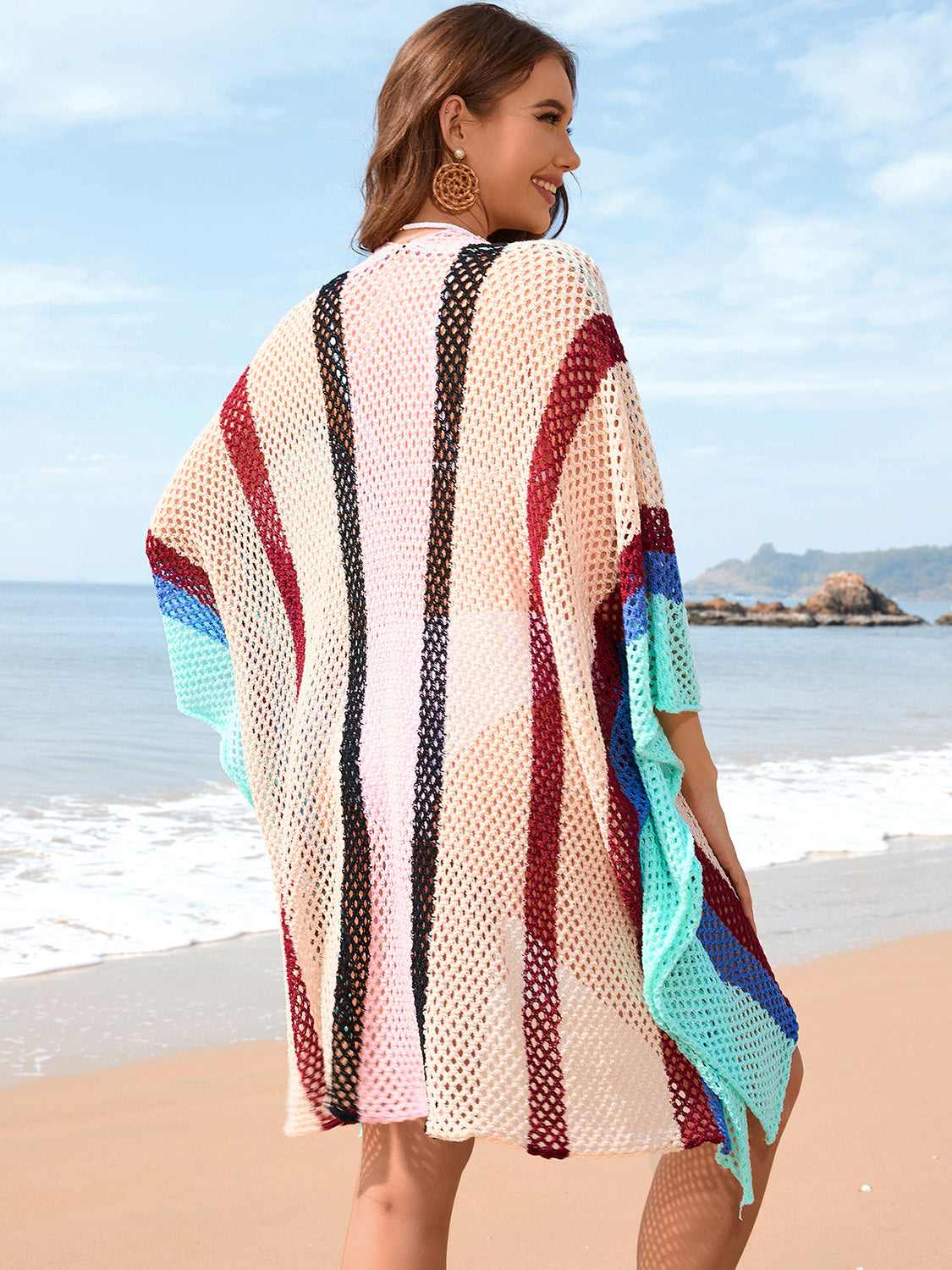 Openwork Color Block Plunge Cover-Up - Charming Charlie