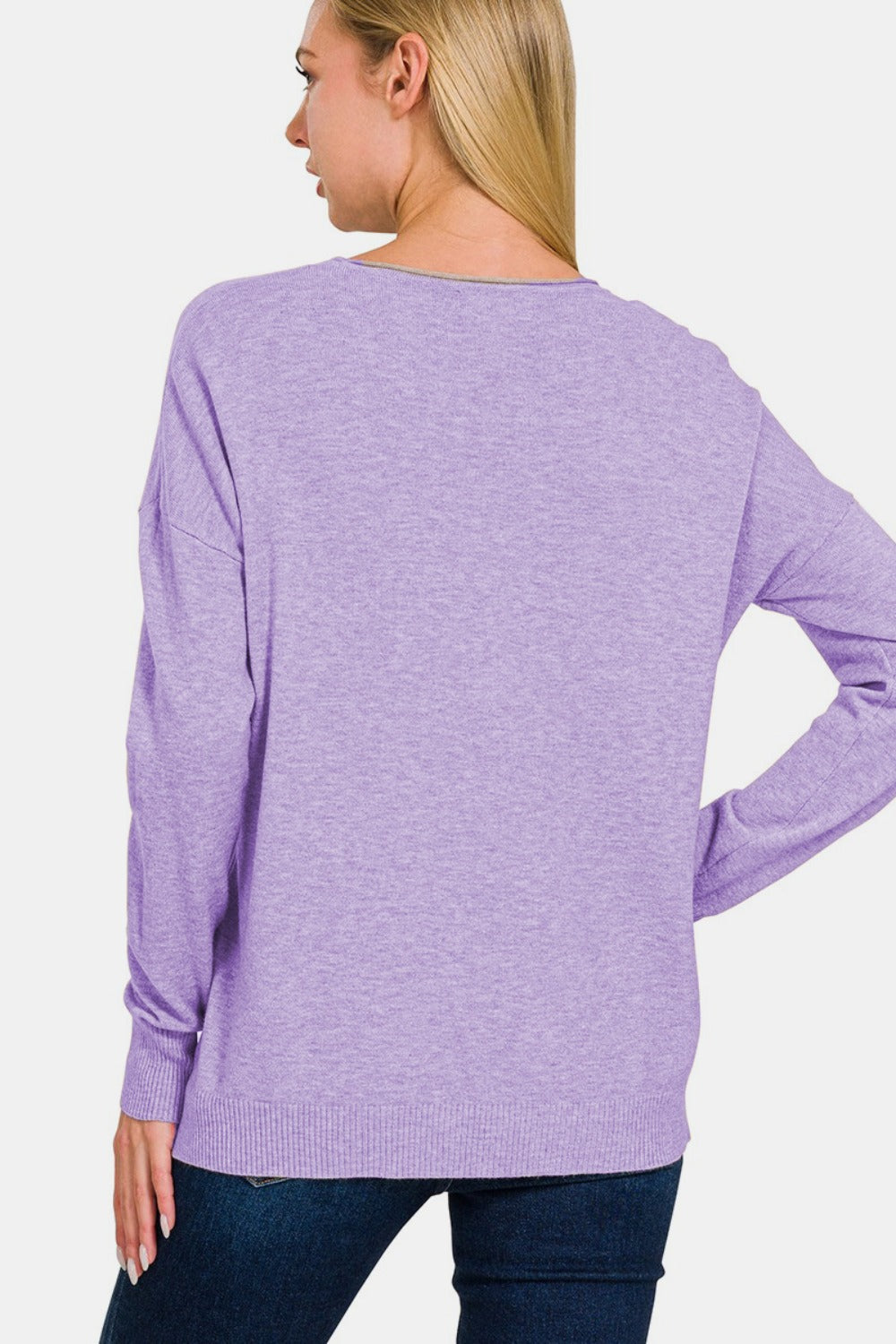 Zenana Front Seam Round Neck Sweater - Charming Charlie