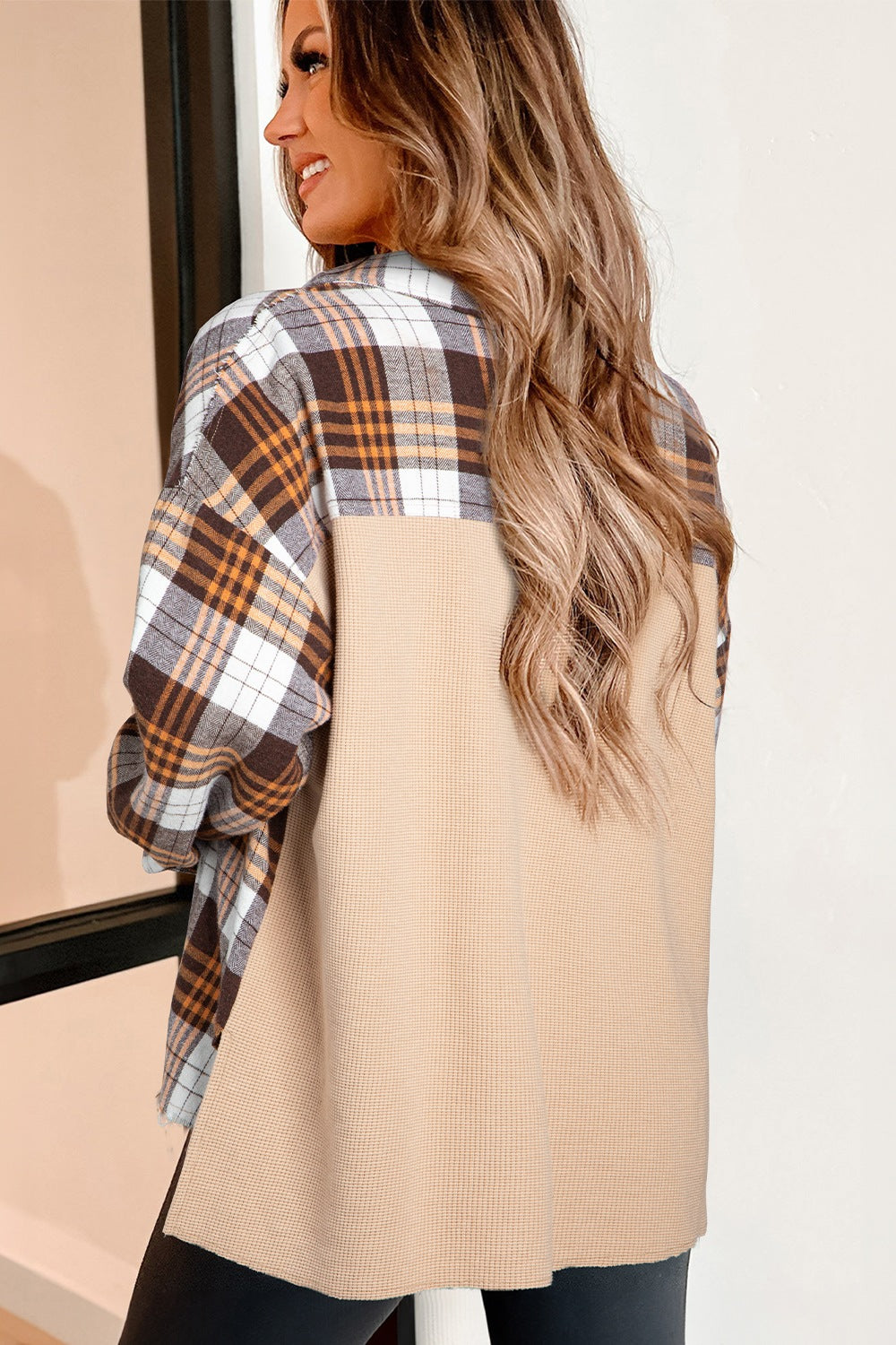 Plaid Button Up Long Sleeve Shacket - Charming Charlie
