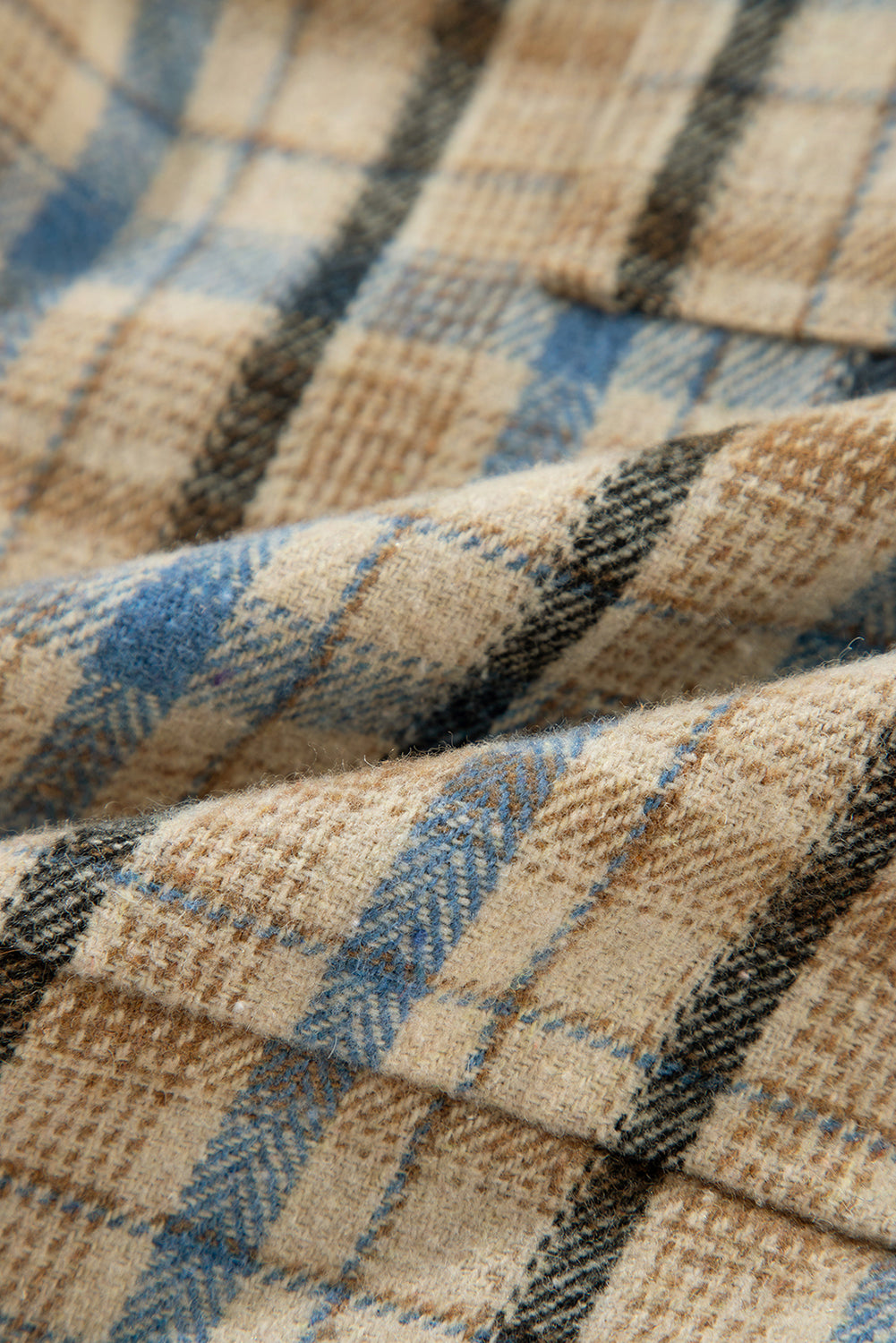 Drawstring Waffle Knit Patchwork Hooded Plaid Shacket - Charming Charlie