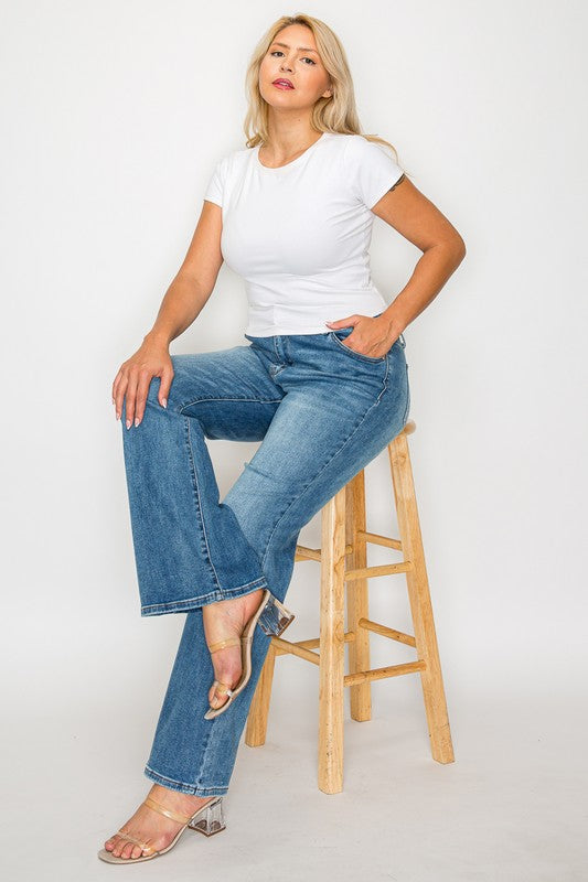bytos Full Size Cat's Whiskers Mid Rise Bootcut Jeans - Charming Charlie