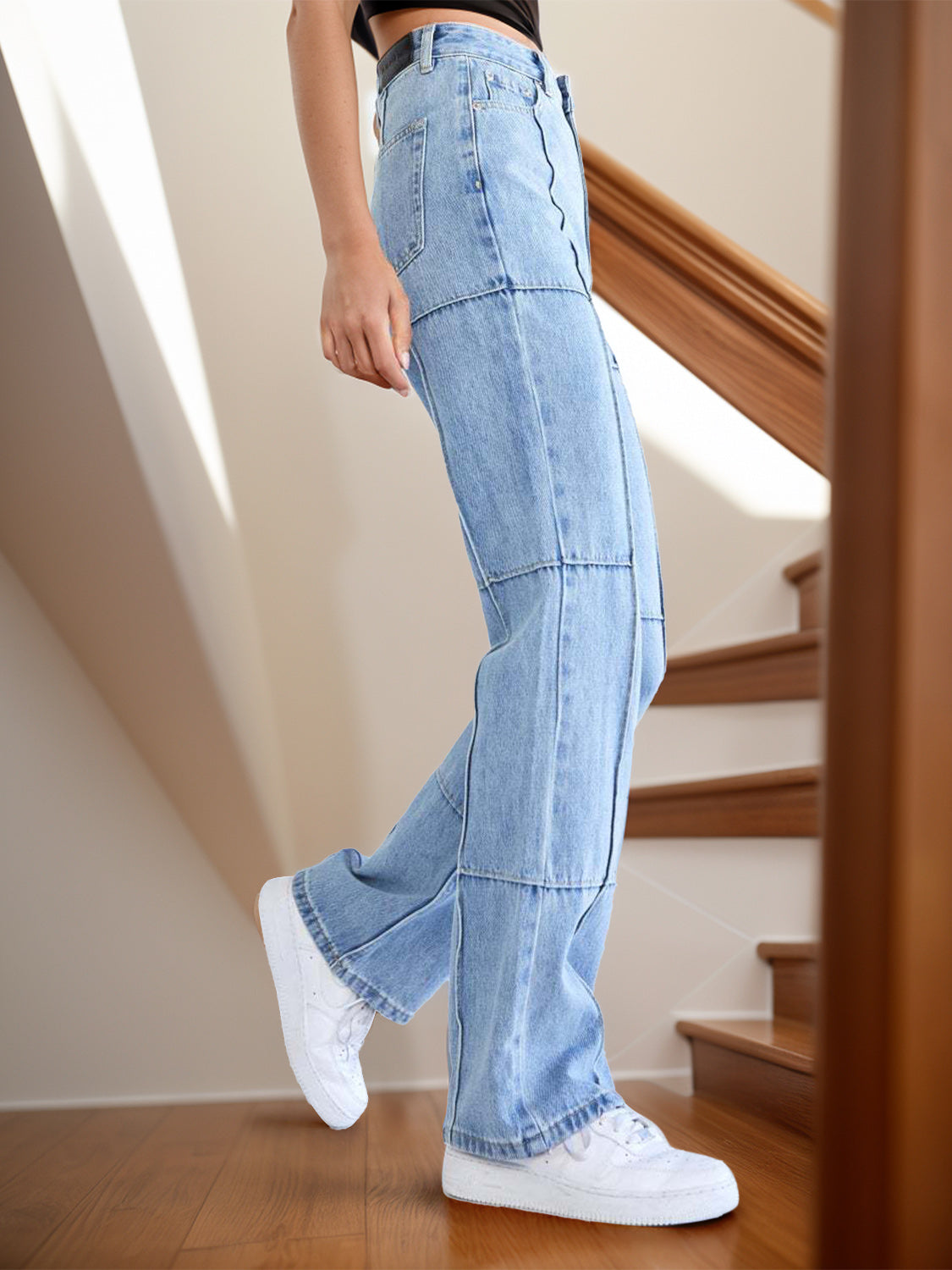High Waist Straight Jeans with Pockets - Charming Charlie