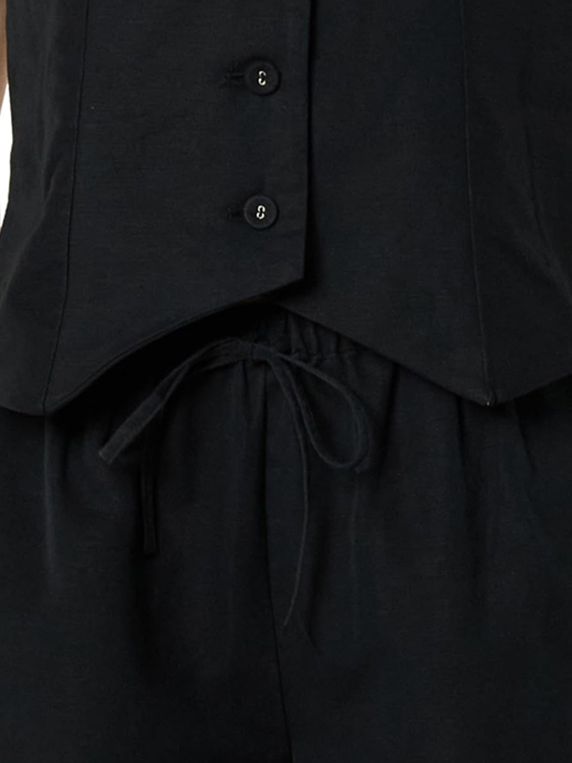 Button Up V-Neck Top and Pocketed Shorts Set - Charming Charlie