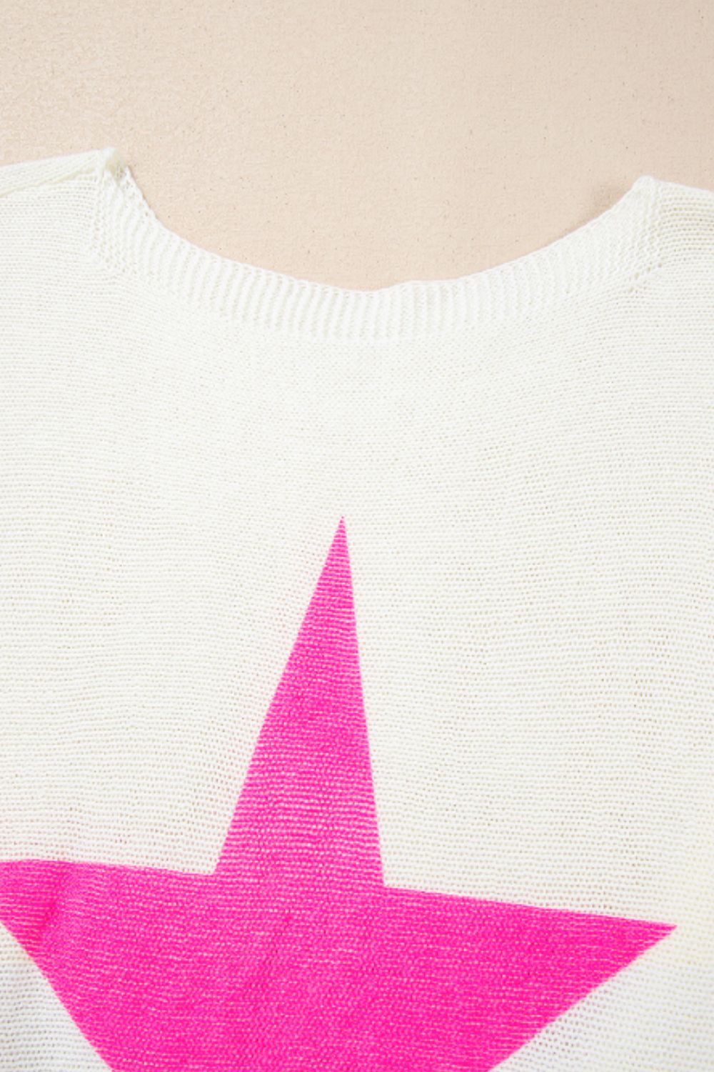 Star Contrast Round Neck Long Sleeve Knit Top - Charming Charlie
