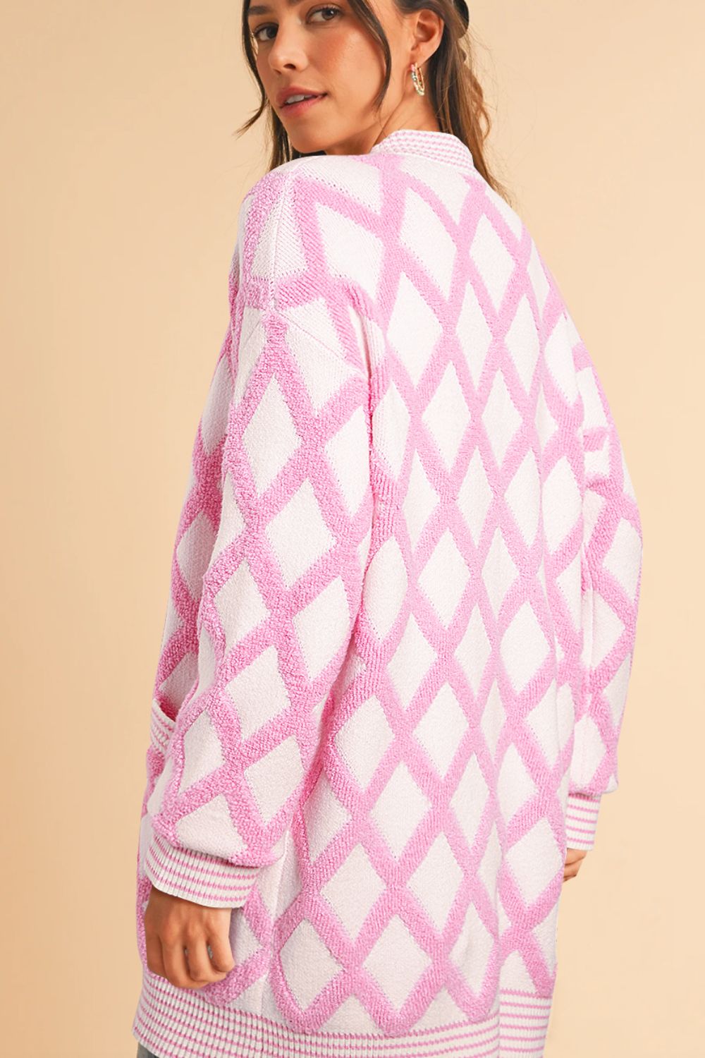 Geometric Open Front Long Sleeve Cardigan - Charming Charlie