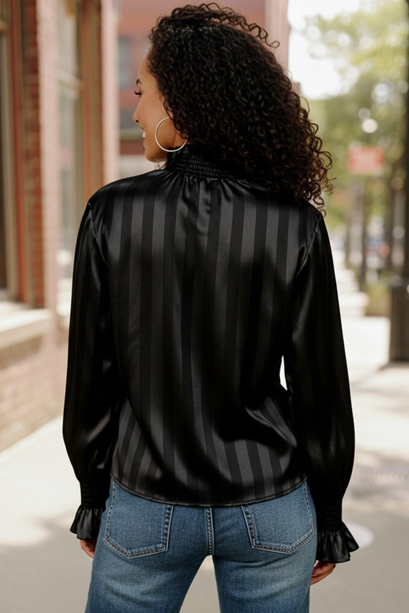 The Satin Scene High Neck Blouse - Charming Charlie