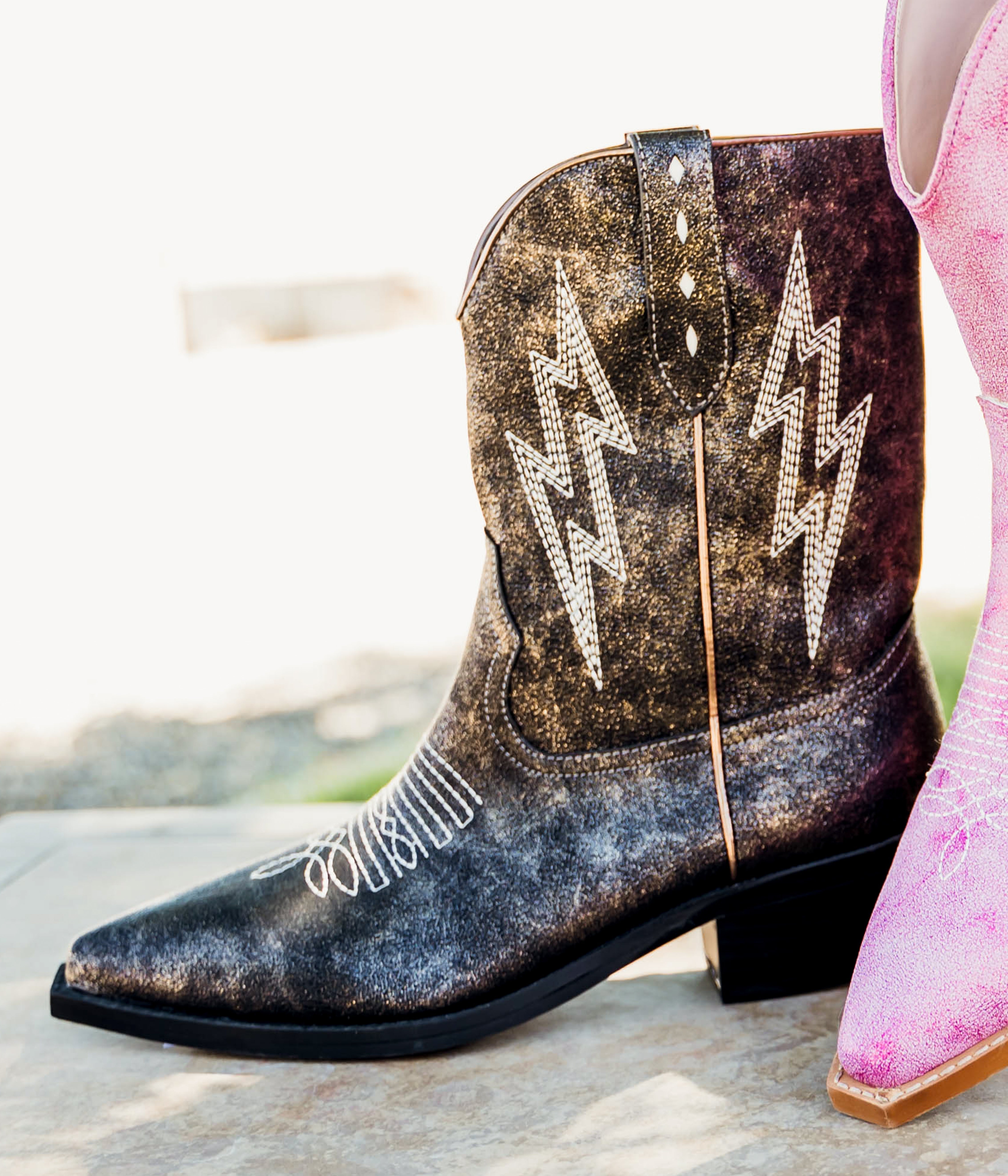 Bowie Metallic Boot in Black - Charming Charlie