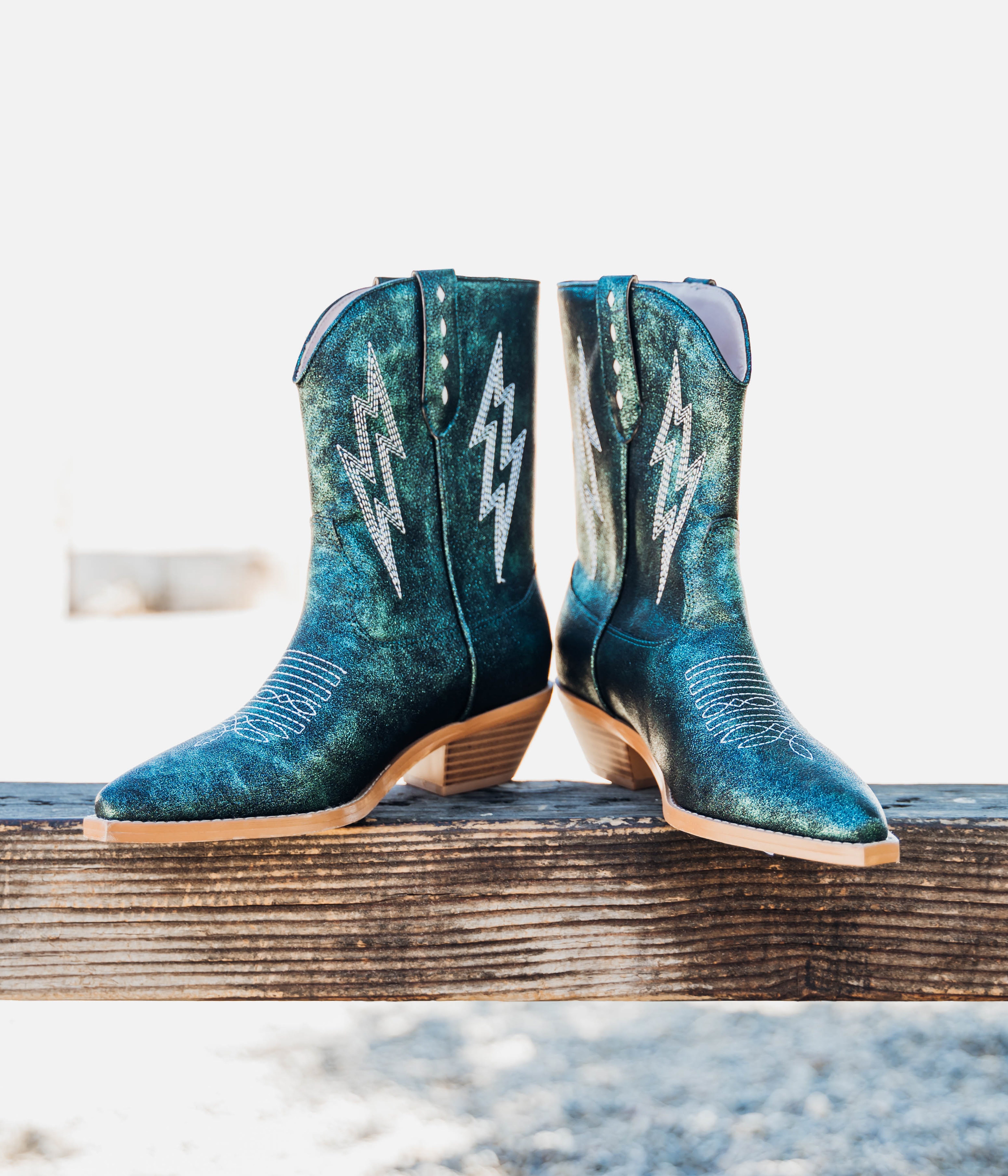 Bowie Metallic Boot in Teal - Charming Charlie