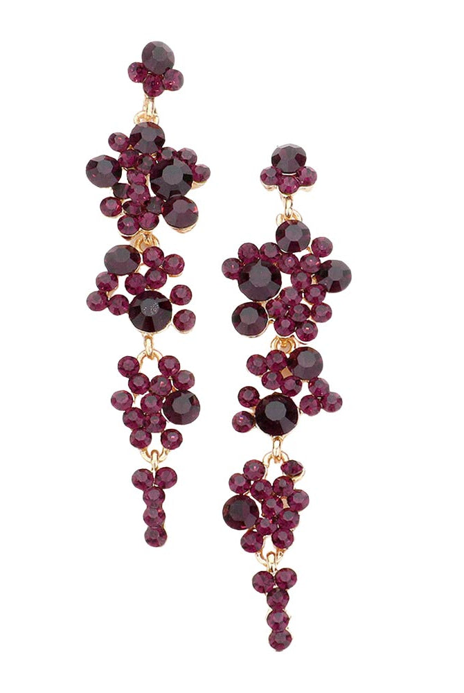 Amethyst Pearl Crystal Rhinestone Vine Drop Evening Earrings. Get ready with these bright earrings, put on a pop of color to complete your ensemble. Perfect for adding just the right amount of shimmer & shine and a touch of class to special events. Perfect Birthday Gift, Anniversary Gift, Mother's Day Gift, Graduation Gift.