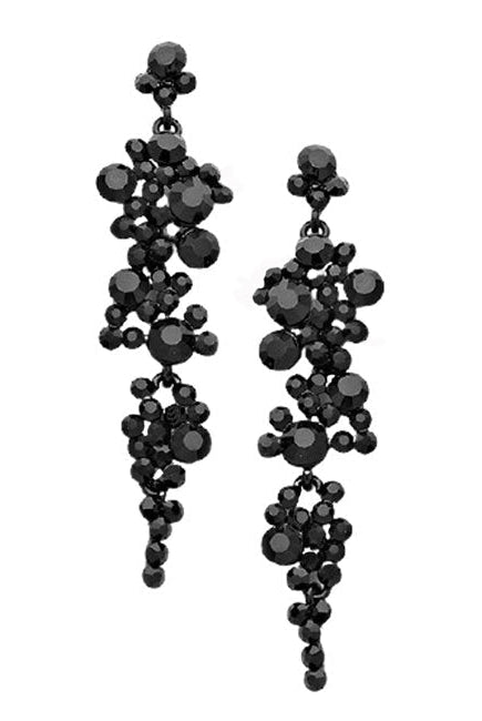 Jet Black Pearl Crystal Rhinestone Vine Drop Evening Earrings. Get ready with these bright earrings, put on a pop of color to complete your ensemble. Perfect for adding just the right amount of shimmer & shine and a touch of class to special events. Perfect Birthday Gift, Anniversary Gift, Mother's Day Gift, Graduation Gift.