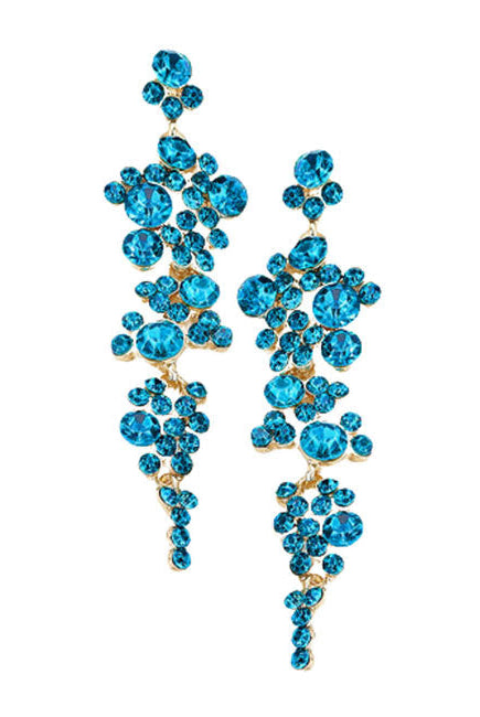 Blue Zircon Pearl Crystal Rhinestone Vine Drop Evening Earrings. Get ready with these bright earrings, put on a pop of color to complete your ensemble. Perfect for adding just the right amount of shimmer & shine and a touch of class to special events. Perfect Birthday Gift, Anniversary Gift, Mother's Day Gift, Graduation Gift.