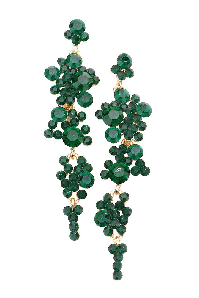 Emerald Pearl Crystal Rhinestone Vine Drop Evening Earrings. Get ready with these bright earrings, put on a pop of color to complete your ensemble. Perfect for adding just the right amount of shimmer & shine and a touch of class to special events. Perfect Birthday Gift, Anniversary Gift, Mother's Day Gift, Graduation Gift.