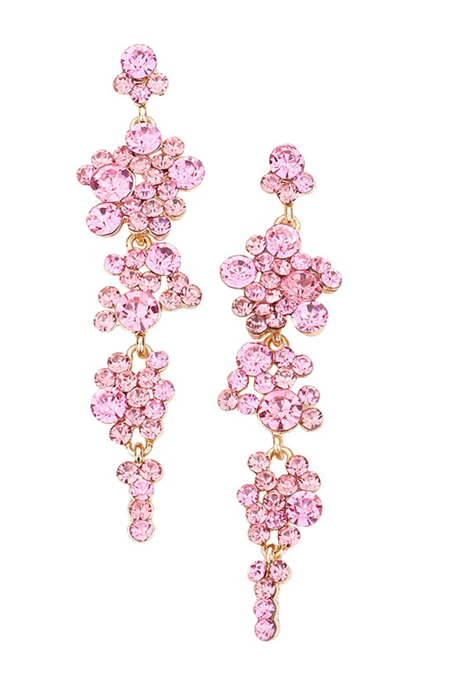 Pink Pearl Crystal Rhinestone Vine Drop Evening Earrings. Get ready with these bright earrings, put on a pop of color to complete your ensemble. Perfect for adding just the right amount of shimmer & shine and a touch of class to special events. Perfect Birthday Gift, Anniversary Gift, Mother's Day Gift, Graduation Gift.