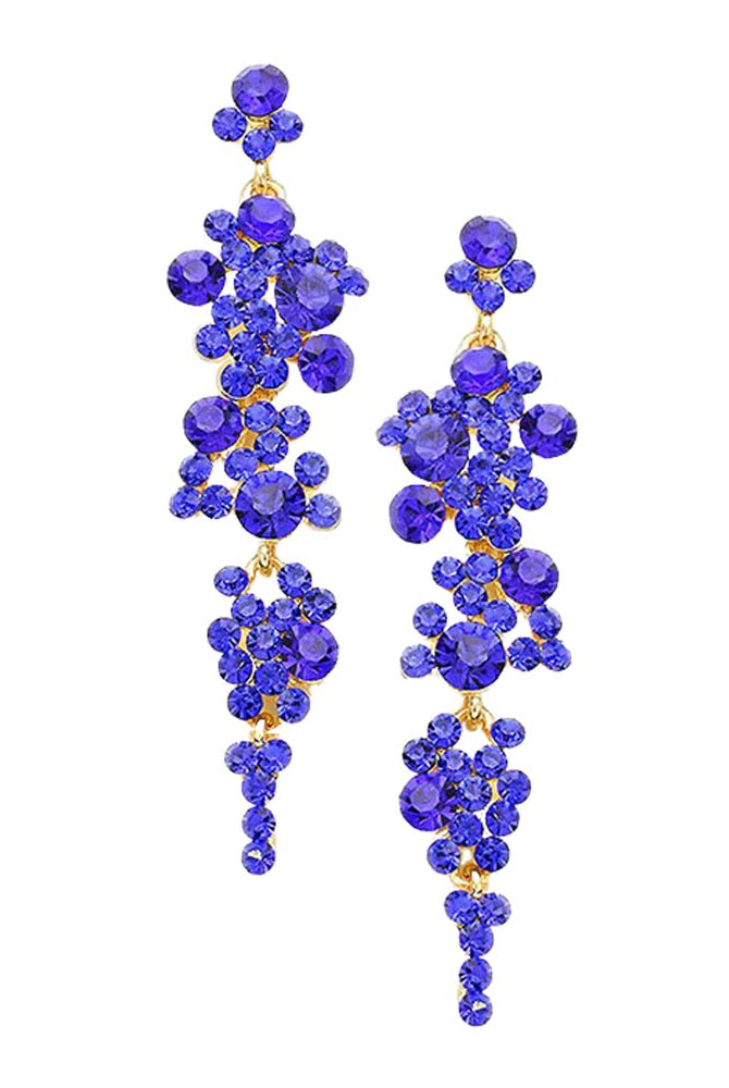 Sapphire Pearl Crystal Rhinestone Vine Drop Evening Earrings. Get ready with these bright earrings, put on a pop of color to complete your ensemble. Perfect for adding just the right amount of shimmer & shine and a touch of class to special events. Perfect Birthday Gift, Anniversary Gift, Mother's Day Gift, Graduation Gift.