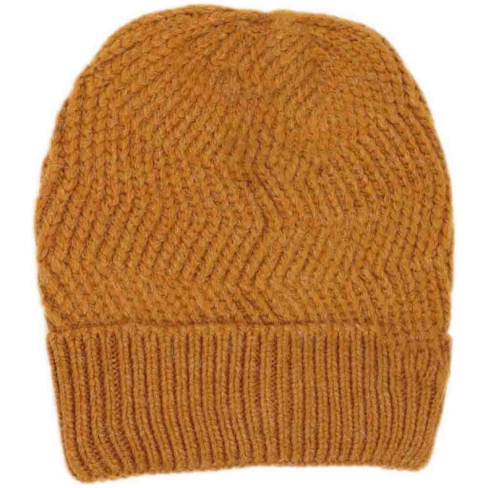 C.C Chevron Knitted Beanie With Cuff C.C Hat - Golden Cmel - Beanies