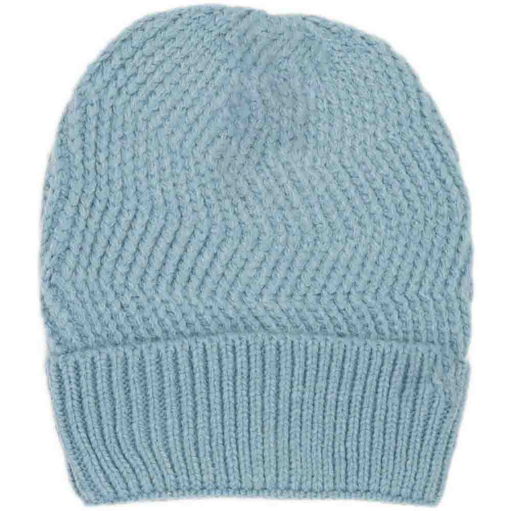 C.C Chevron Knitted Beanie With Cuff C.C Hat - Steel Blue - Beanies