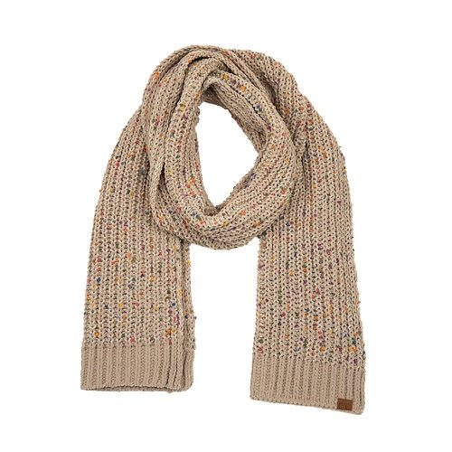 Taupe C.C Confetti Lightweight Speckled Knit Scarf Winter Scarf, Accent your look with this soft, highly versatile rectangular scarf, gives many options to dress up your attire, goes well with everything from jeans and a tee to work trousers and a sweater. A great wardrobe staple. Elevate your wardrobe with this special item
