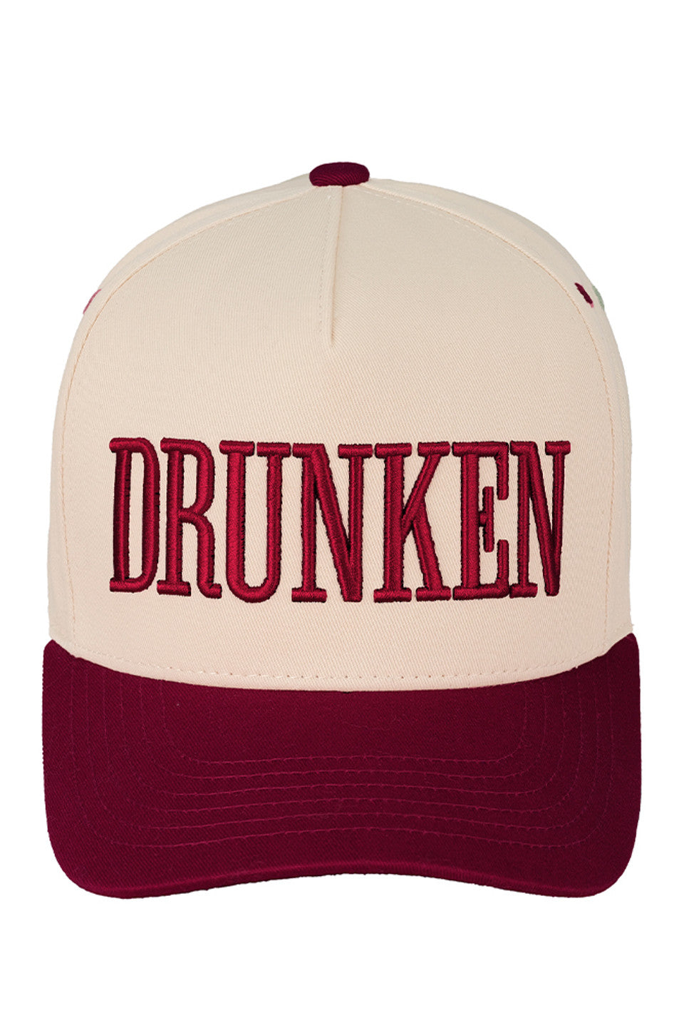 BURGUNDY C.C. Drunken Embroidered Two-Tone Trucker Cap combines style and comfort with its distinctive two-tone design and detailed embroidery. Crafted for durability and breathability, this cap features a classic trucker mesh back that ensures ventilation during extended wear. Its adjustable snapback closure provides a customizable fit, making it ideal for everyday use or outdoor activities. Elevate your casual look with this expertly designed accessory that balances fashion and function effortlessly.