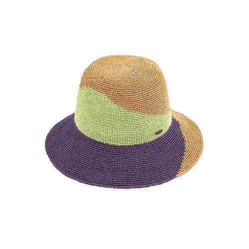 Tan, Lime, Purple C.C Handmade Two-Tone Paper Crochet Sun Hat Beach Hat, eco-friendly hat whether basking under the sun at the beach, by the pool & kicking back with friends at the lake, a great hat keeps you cool. Perfect Birthday Gift, Mother's Day Gift, Anniversary Gift, Vacation Getaway, Thank you Gift, Color Hat, Crochet Straw Hat