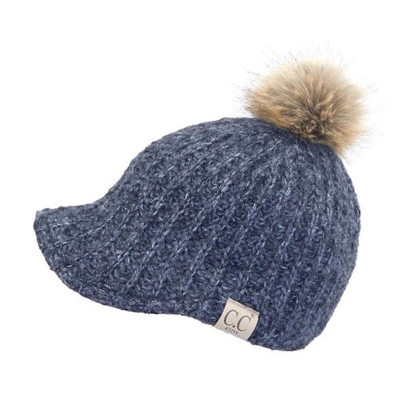 Heather Gray C.C Kids Cable Knitted Brim Beanie Faux Fur Pom Pom Warm Winter Hat; reach for this classic toasty hat to keep you nice and warm in the chilly winter weather, the wintry touch finish to your outfit. Perfect Gift Birthday, Christmas, Holiday, Anniversary, Stocking Stuffer, Secret Santa, Valentine's Day, Loved One, BFF