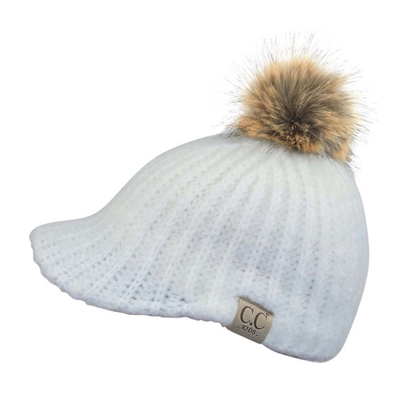 Ivory C.C Kids Cable Knitted Brim Beanie Faux Fur Pom Pom Warm Winter Hat; reach for this classic toasty hat to keep you nice and warm in the chilly winter weather, the wintry touch finish to your outfit. Perfect Gift Birthday, Christmas, Holiday, Anniversary, Stocking Stuffer, Secret Santa, Valentine's Day, Loved One, BFF