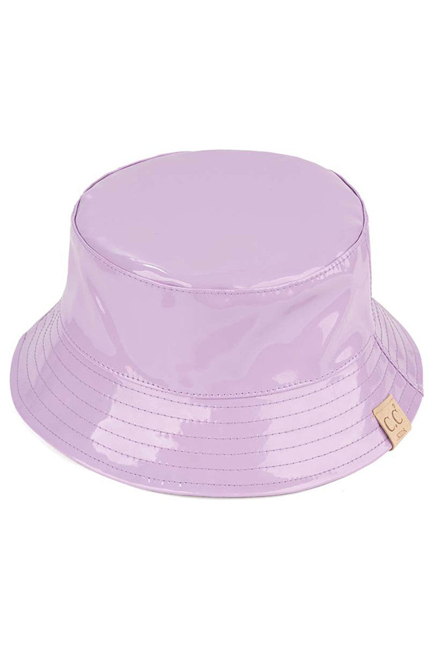 C.C Kids Shiny Reflective Enamel Rain Bucket Hat - Lavender - Bucket Hats