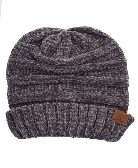 Dark Grey C.C Oversized Chenille Knitted Beanie Stylish Comfy Warm Winter Hat; reach for this classic toasty hat to keep you nice n warm in the chilly winter weather, the wintry touch finish to your outfit. Perfect Gift Birthday, Christmas, Holiday, Anniversary, Stocking Stuffer, Secret Santa, Valentine's Day, Loved One, BFF