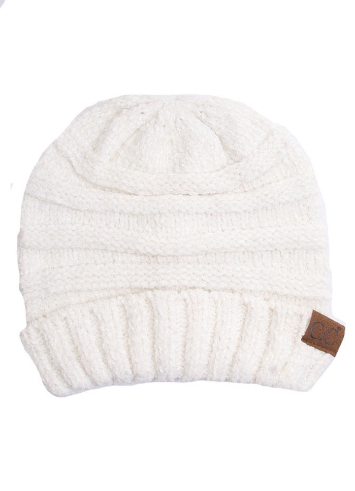 Ivory C.C Oversized Chenille Knitted Beanie Stylish Comfy Warm Winter Hat; reach for this classic toasty hat to keep you nice n warm in the chilly winter weather, the wintry touch finish to your outfit. Perfect Gift Birthday, Christmas, Holiday, Anniversary, Stocking Stuffer, Secret Santa, Valentine's Day, Loved One, BFF